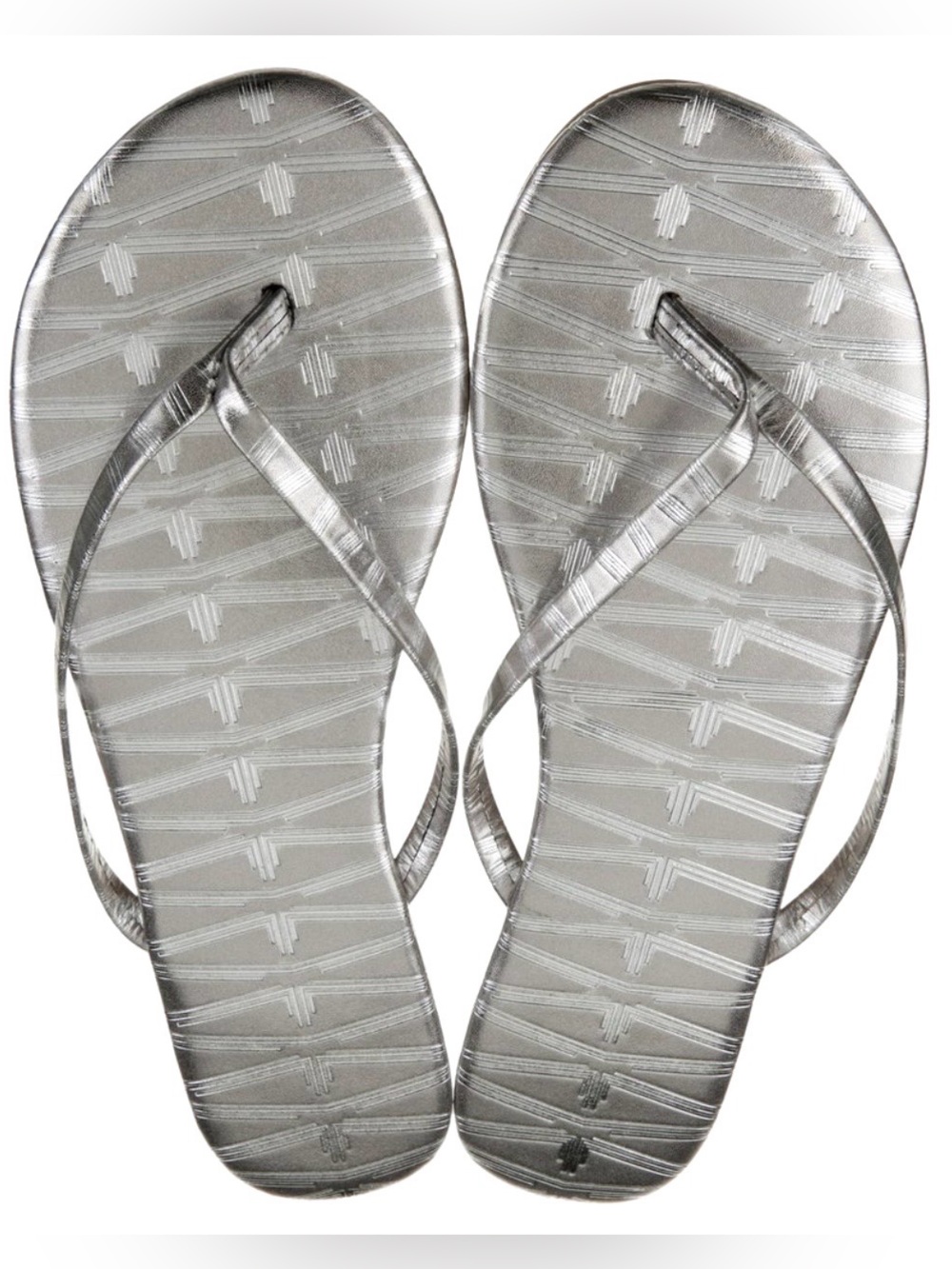 Marie France Van Damme Leather Metallic Flip Flops